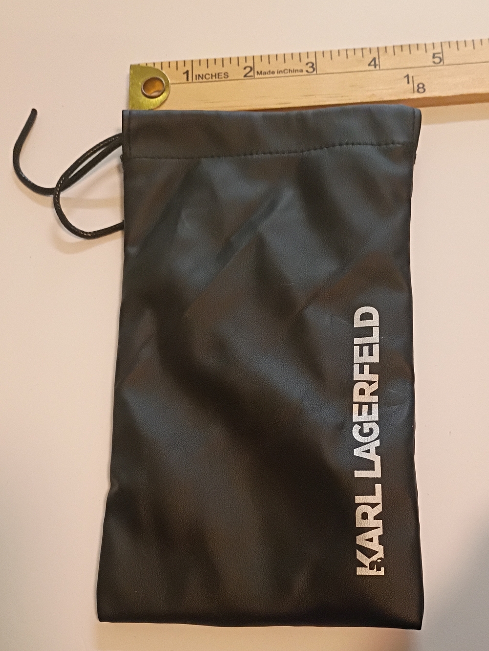 Karl Lagerfeld Black Logo Drawstring Pouch Minimalist Smooth Exterior